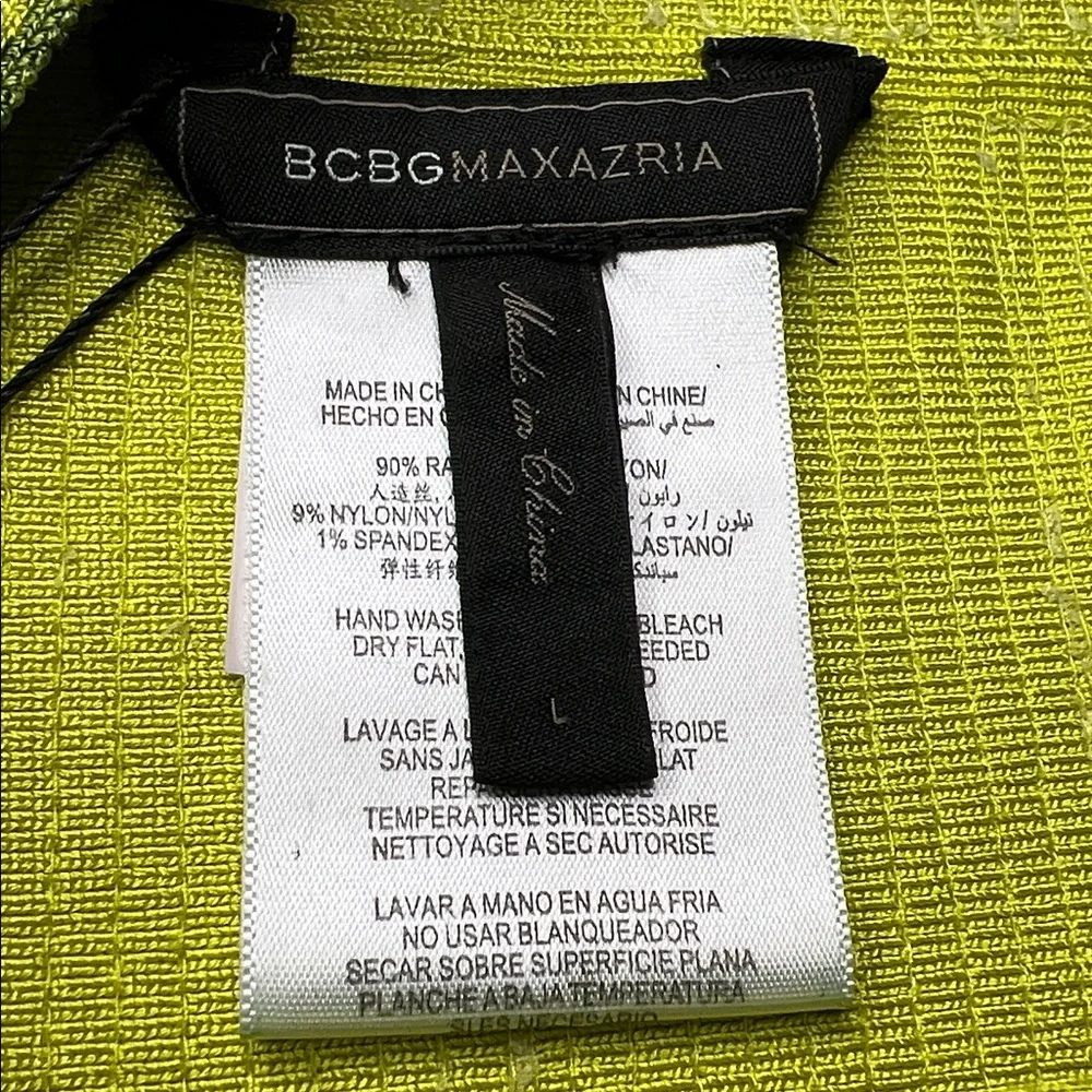 BCBGMAXAZARIA Simone Neon Green Bandage Skirt, Size: Large - Picture 4 of 7